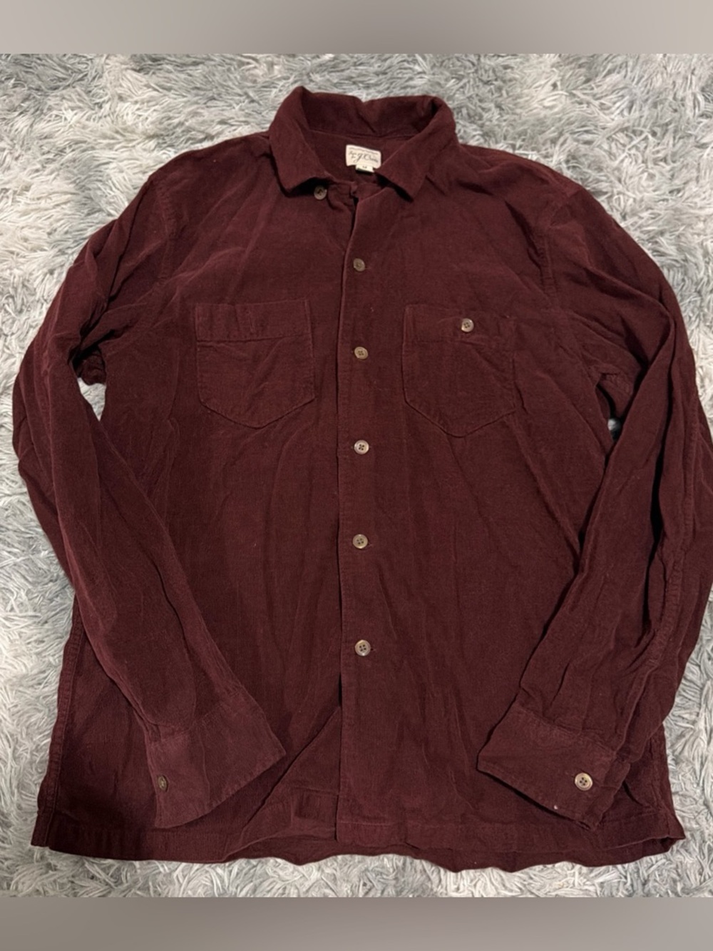 J Crew Shirt Mens Medium Red Corduroy Flannel Overshirt Button Down Classic Fit